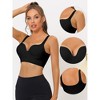 Allegra K Women's Medium Impact V Neck Wireless Padded Deep Fitness Sports Bras 2 Pcs - image 3 of 4