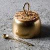 Cravings By Chrissy Teigen 4 Inch Aluminum Spice Cellar and Spoon in Gold with Mango Wood Lid - 2 of 4