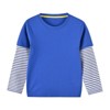 MyKids-USA Boys And Girls Striped Sleeve Patchwork O-Neck Fake 2-Pieces Hoodie In Autumn - 3 of 3