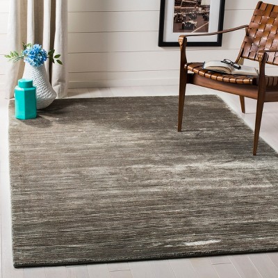 Graphite Hand-Knotted Wool and Silk 4' x 6' Area Rug