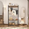 Aheaplus Hall Tree with 2-Tier Storage Shelves, Wood Entry Coat Stand, Shoe Rack - 2 of 4