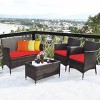 Tangkula 4-Piece Patio Rattan Wicker Conversation Furniture Set Sofa Chair Table Set - 3 of 4