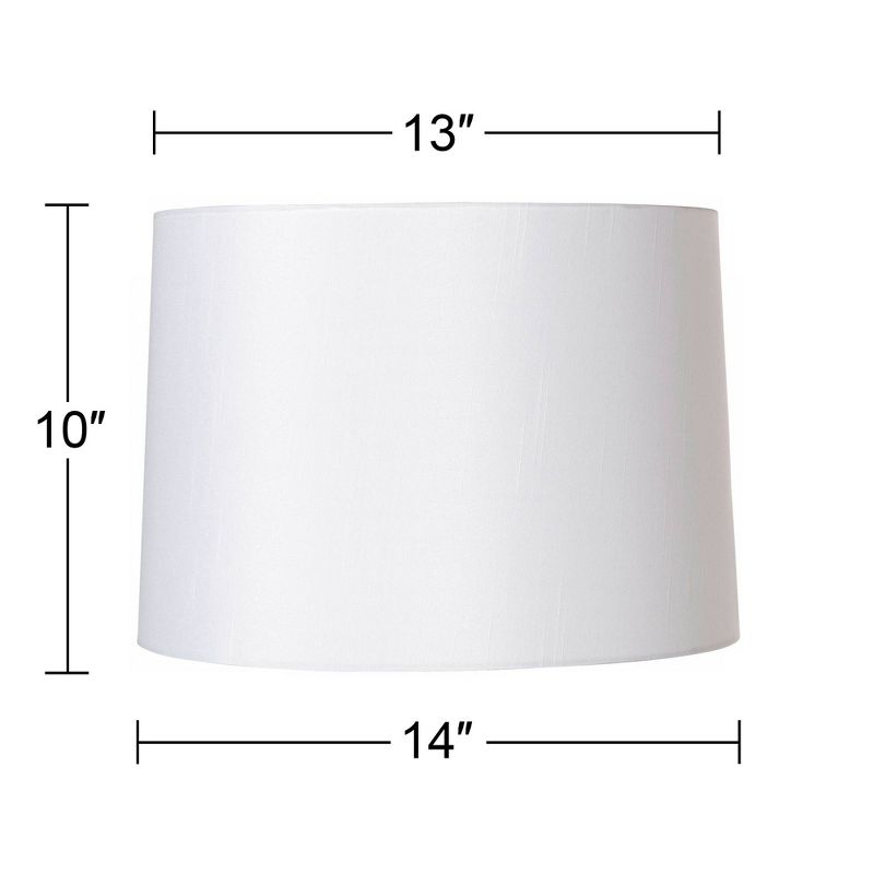 Springcrest Set of 2 Drum Lamp Shades White Fabric Medium 13" Top x 14" Bottom x 10" High Spider Replacement Harp and Finial Fitting, 5 of 9