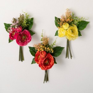 Sullivans Artificial 11.75" Ranunculus Bush Set of 3, Multicolor - 1 of 2