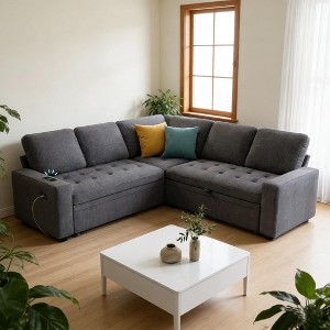 Dyonery 5-Seat Modular Sectional Sofa Bed, L-Shaped Sleeper Couch with Recliner, Storage, USB Ports & Chenille Fabric, for Small Spaces - 1 of 4