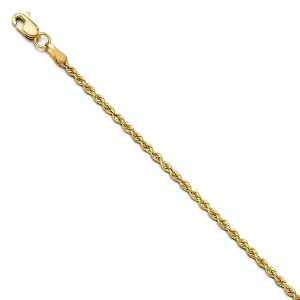 Black Bow Jewelry 2mm 14k Yellow Gold Classic Solid Rope Chain Bracelet - 1 of 4