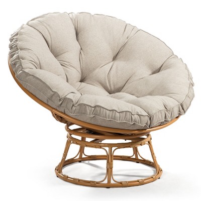 UPTIOT Swivel Metal Outdoor Lounge Chair Beige