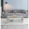 47" Wide Rectangle Modern Stainless Steel Coffee Table with Double-Layer Tempered Glass and Storage, Easy Assembly - 2 of 4