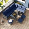 Costway 7 PCS Patio Dining Furniture Set PE Rattan Sectional Sofa Set with Soft Cushions White/Black/Blue/Gray - 4 of 4