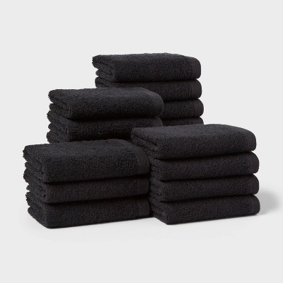 18pk Everyday Washcloths Black - Room Essentials™