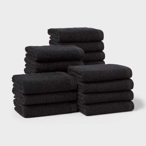 18pk Everyday Washcloths Black Room Essentials Target