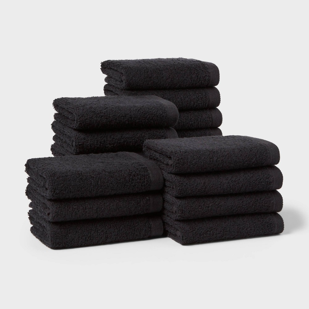 Photos - Towel 18pk Everyday Washcloths Black - Room Essentials™