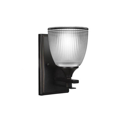 Toltec Lighting Uptowne 1 - Light Sconce in  Dark Granite with 5" Clear Ribbed Shade