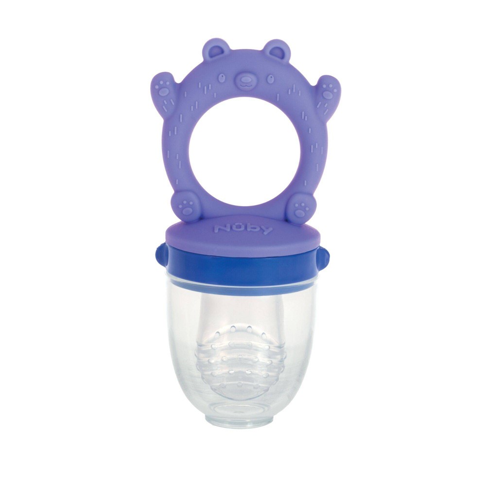 Photos - Rattle / Teether Nuby Silicone Feeder with Teether Handle - Bear 