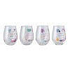 Transpac 18 oz Multicolor Spring Stemless Wine Glasses Set of 4 for Plant Enthusiasts Perfect for Spring Celebrations - 3 of 4