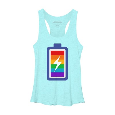 Adult Design By Humans Pride Charging Battery By PINHEAD66 Racerback Tank Top