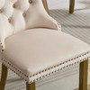 Kumasinova Mid Century Dining Chairs Set of 2,Tufted Kitchen Chairs with Lion Head Pull Ring,Velvet Dining Chair with Gold Wood Legs&Nailhead Trim - 3 of 4