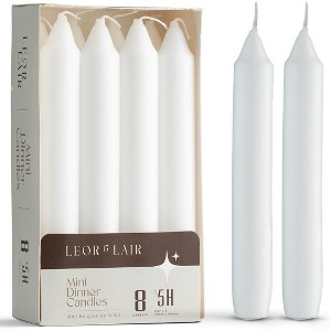 Leor & Lair 6 Inch Mini Taper Candles – Pack of 8 Short Candle Sticks for Dinner, Weddings & Home Décor - 1 of 2