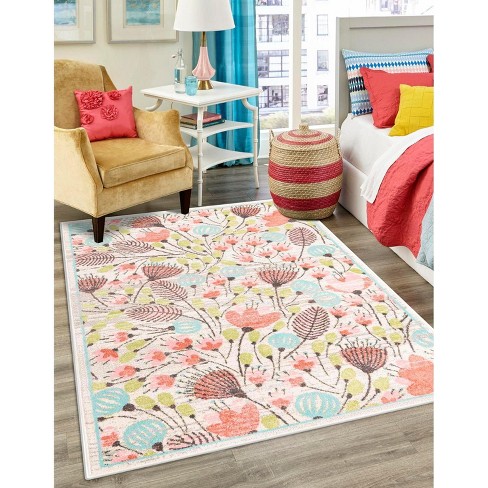 Unique Loom Whimsy Kids Wildflowers Floral Indoor Woven Area Rug - image 1 of 4