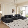 150'' Corduroy Upholstery U-Shaped Sectional Sofa with 2 Ottomans, Removable Console with Storage, USB & Wireless Charging, Bluetooth Speaker - 2 of 4