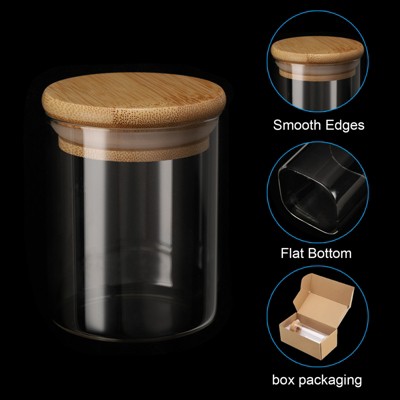 Unique Bargains Kitchen Food Storage Glass Jar with Airtight Bamboo Lid 2 Pcs 8x6.5cm — фото 4