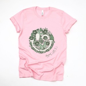 S.W.Smiley Green Floral Butterflies - Women's Short Sleeve Graphic T-Shirt - 1 of 4