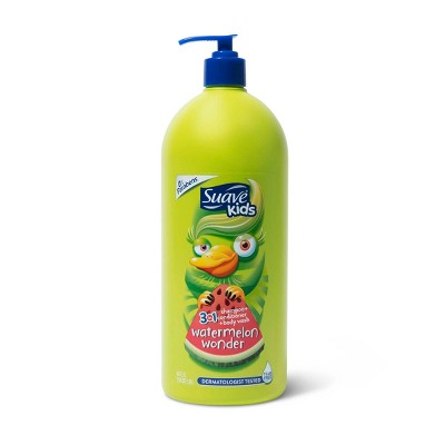 Suave Kids 3-in-1 Shampoo Conditioner Body Wash For Tear-Free Bath Time Watermelon Wonder - 40 fl oz