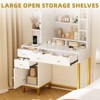 White Vanity Desk with Mirror and Lights, Makeup Desk Dressing Table with LED Lighted Mirror & Power Outlet,3 Lighting Color for Bedroom - 3 of 4