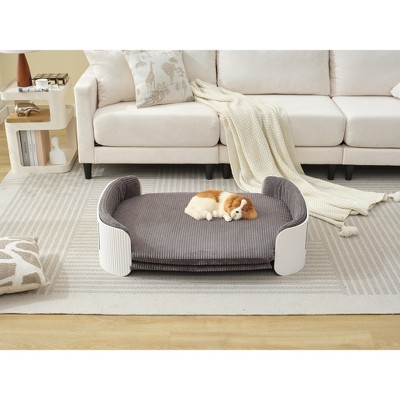Lyngins Oval Elevated Indoor Pet Bed for Dogs & Cats,Comfy L-Size Dog Sofa Bed with Removable Mattress,Cat Bed