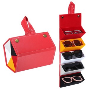 Unique Bargains Foldable PU Leather Sunglasses Eyewear Accessories Organizer - 1 of 4