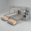 Twin over Twin & Twin Triple Bunk Bed with Storage Drawers, Shelves, and Staircase, No Box Spring Needed, Gray Wood Frame - 2 of 4