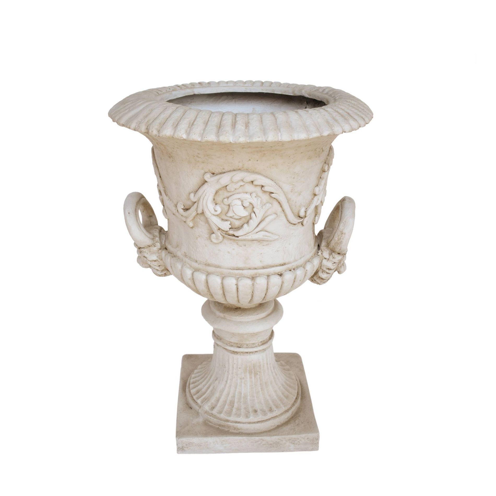 28" Wide Planter Adonis Lightweight Concrete Patio Urn White - Christopher Knight Home: Roman Design, Garden Decor