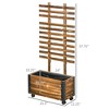 Wooden Raised Garden Bed, Planter Box w/ Trellis and Metal Corners, Portable on Wheels for Patio, Deck - 3 of 4