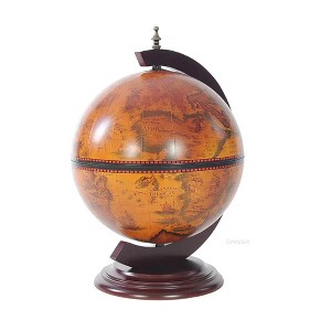 Red Globe Chess Set – 19H 13-inch Wooden Globe – Nautical Map Design By Old Modern Handicrafts - 1 of 4