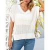 Womens V Neck Summer Pullover Sweater Vests Cap Sleeve Tops Casual Loose Fit Lightweight Knit Vest Tops - 4 of 4