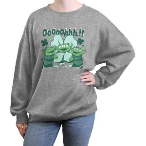 Junior's Toy Story Little Green Men Shamrocks Sweatshirt - 1 of 3