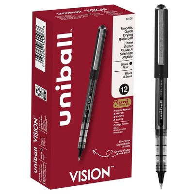Uni Vision Rollerball Pen Micro Point Black Ink Dozen (60106)