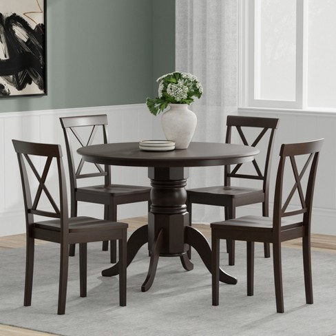 Black round dining discount room table set