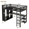 Queen/Twin XL/Full Metal Loft Bed with Built-in Wardrobe & Desk, Storage Shelves + Safety Guardrails, Black/White - ModernLuxe - 3 of 4