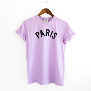 Simply Sage Market Women's Embroidered Paris Arched Short Sleeve Garment Dyed Tee - 1 of 3