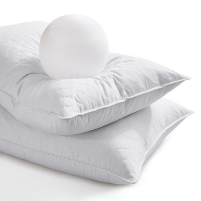 King Size White Quilted Goose Feather Down Pillows