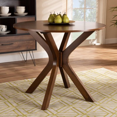 Kenji 35" Walnut Brown Round Wood Dining Table