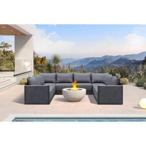 PURPLE LEAF Patio Furniture Set  Outdoor Conversation Sets PP Rope Patio Sofa with Cushions and Table Weaving  Seating Furniture Gray - 1 of 4