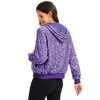 Anna-Kaci Women's Hooded Sequin Jacket with Front Zipper Closure and Ribbed Trim - XX Large, Purple - 4 of 4