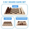 GSE 10" Wooden 3-in-1 Travel Size Chess Checkers Backgammon Board Game Combo Set for Kids & Adults - 3 of 4