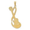 Black Bow Jewelry 14k Yellow Gold Large Textured Guitar Pendant, 23 x 45mm - 3 of 4