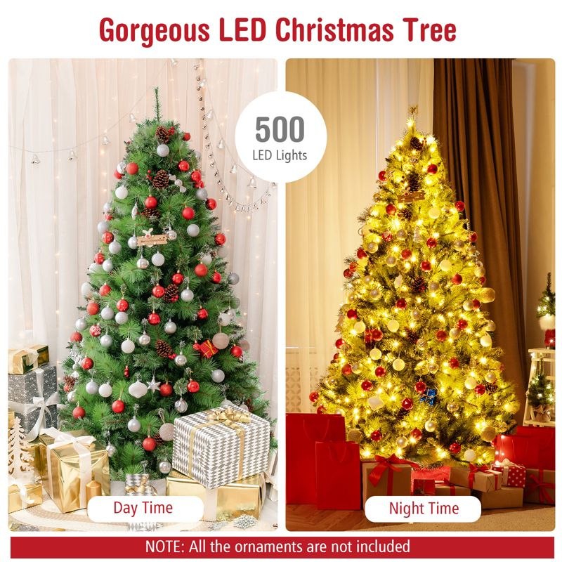 Tangkula 6ft Pre-lit Christmas Tree Artificial Christmas Pine Tree w/ 350 LED Lights & 814 Branch Tips, 4 of 11