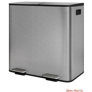 (2X30/2 x 40 L)Kitchen Trash Can, Garbage Can w/ Lid, Stainless Steel Trash Bin w/ 2 Removable Inner Buckets, Soft-Close Foot Pedal - 1 of 4