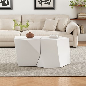 Airsurfer Geometric 2-Piece Coffee Table Set ¨C Modular Pentagon & Hexagon Side Tables for Living Room, Apartment - 1 of 4