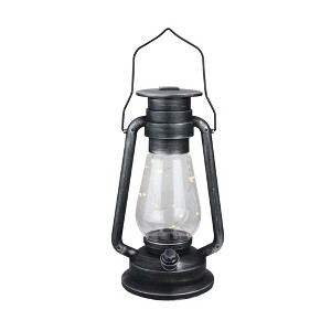 Northlight 12" Silver Brushed Black Traditional Lantern with Micro Lights - 1 of 3